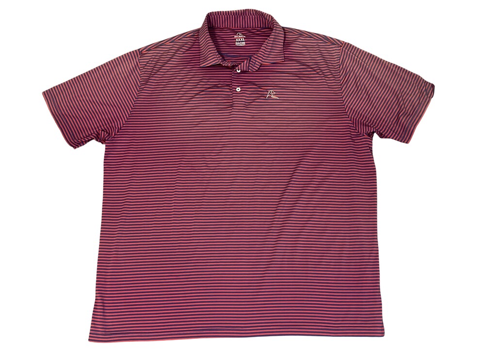 Rhoback Polo Shirt Mens 3XL Red Blue Striped Performance Stretch Golf Logo